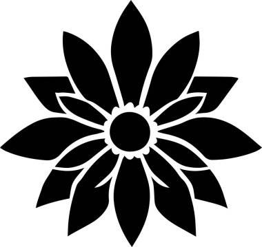 Çiçek vektör silueti çizimi siyah renk