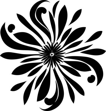 Çiçek vektör silueti çizimi siyah renk