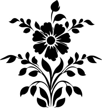 Çiçek vektör silueti çizimi siyah renk