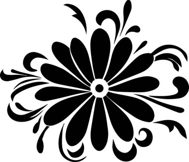 Çiçek vektör silueti çizimi siyah renk