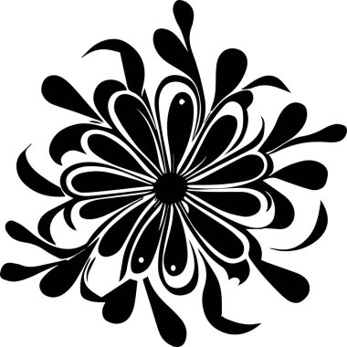 Çiçek vektör silueti çizimi siyah renk