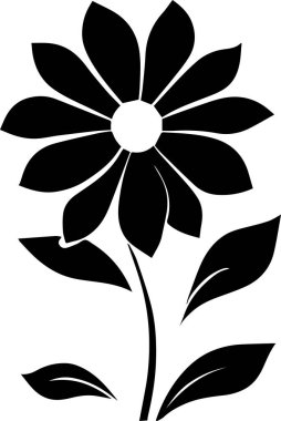 Çiçek vektör silueti çizimi siyah renk