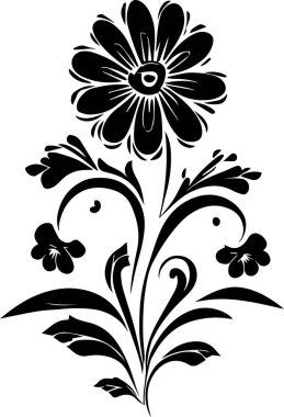 Çiçek vektör silueti çizimi siyah renk