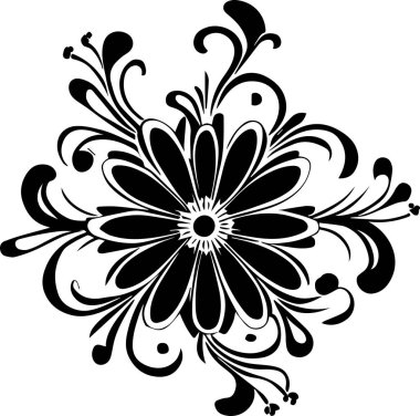 Çiçek vektör silueti çizimi siyah renk