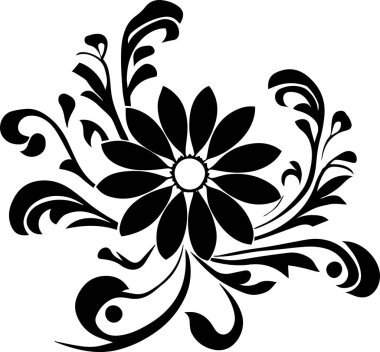 Çiçek vektör silueti çizimi siyah renk