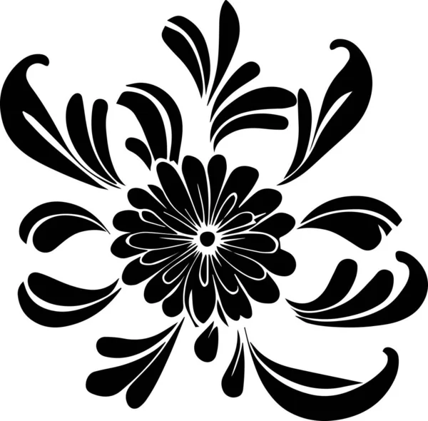 Çiçek vektör silueti çizimi siyah renk