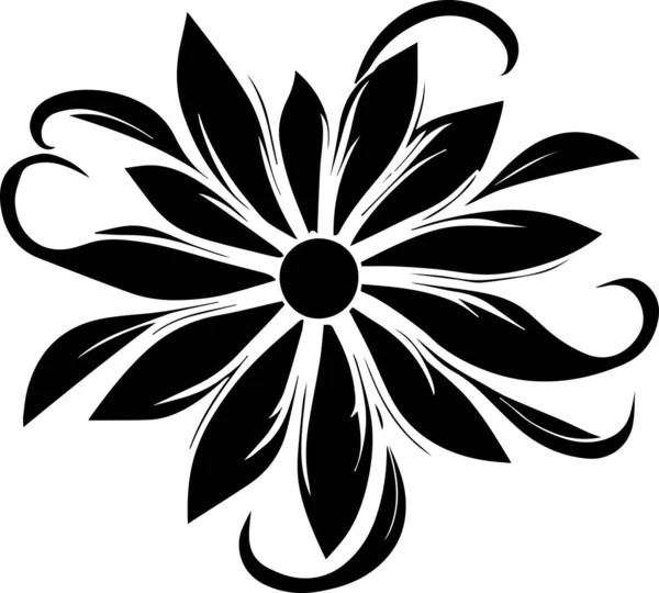Çiçek vektör silueti çizimi siyah renk