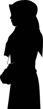 İslami Başörtülü Kız Vektör Silüeti illüstrasyonu