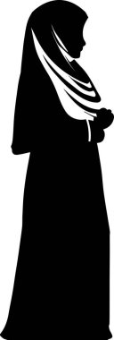 İslami Başörtülü Kız Vektör Silüeti illüstrasyonu