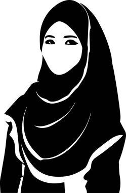 İslami Başörtülü Kız Vektör Silüeti illüstrasyonu