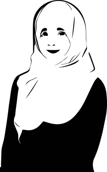 Иллюстрация Исламского Векторного Силуэта Девушки Хиджаба — стоковый вектор