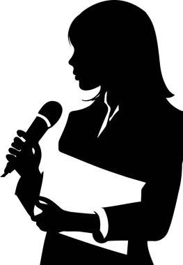 Bir Kadın Gazeteci Vektör Silueti