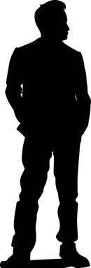 Ayakta duran adam vektör silueti çizimi yapıyor