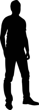 Ayakta duran adam vektör silueti çizimi yapıyor