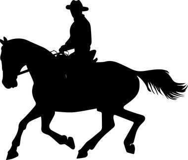 Bir adam at vektörü siluetine biniyor.