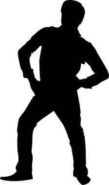 Ayakta duran adam vektör silueti çizimi yapıyor