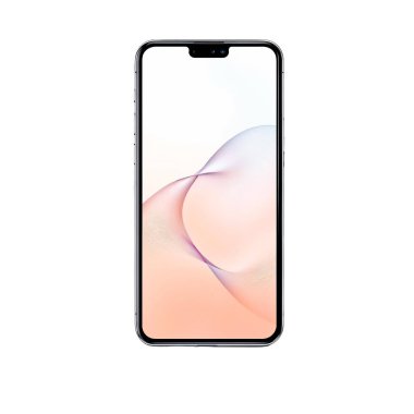 Renkli soyut dalgaları gösteren geniş ekranlı modern bir akıllı telefon.