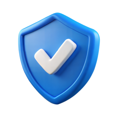 '3D Rendered Blue Shield On a White Checkmark On a White background' başlıklı bu resim şu içeriğe sahiptir: 3d r