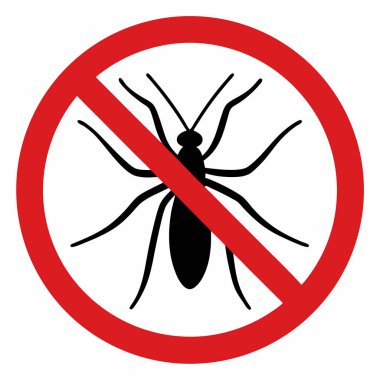 Böcek simgesini durdur. Beyaz arkaplanda izole edilmiş web tasarımı için sivrisinek böcek vektör simgesinin basit gösterimi