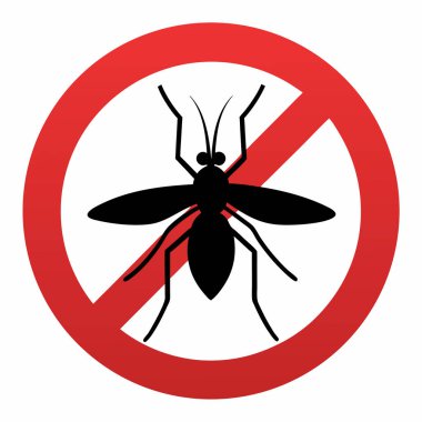 Sivrisinek işareti. Vektör. Böceğin siyah sembolü. kırmızı simge