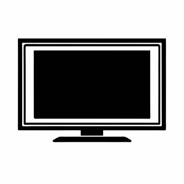 TV simgesi, siyah vektör illüstrasyonu