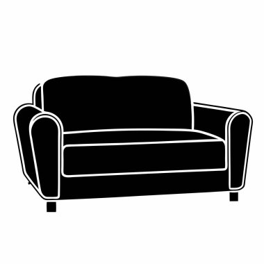 Vektör kanepe ikonu. siyah ve beyaz çizimler izole edildi.