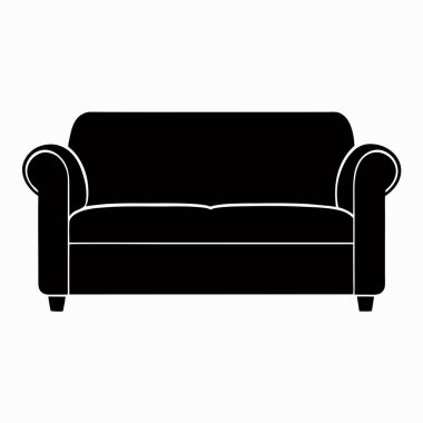 kanepe siyah simgesi beyaz arkaplan üzerinde basit bir şekilde