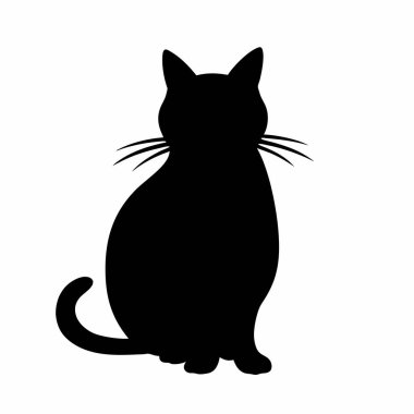 Beyaz arkaplanda kedinin siyah silueti