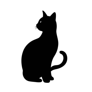 Siyah arkaplan ile siluet kedi
