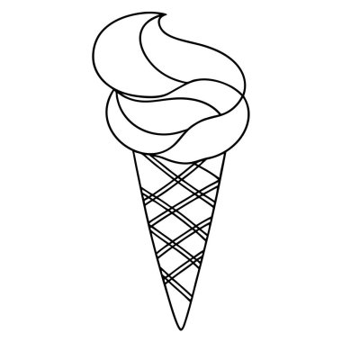 Tatlı ve krema ikonunun vektör çizimi. Stok için tatlı ve waffle külahı sembolü koleksiyonu.