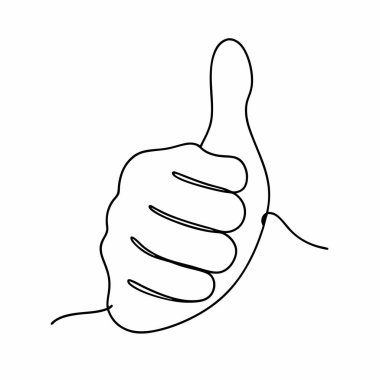 başparmak yukarı el çizilmiş simge, çizgi tasarımı, vektör illüstrasyonu