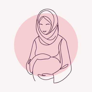 Lotus pozisyonunda oturan genç Müslüman kadın. vektör düz illüstrasyon.