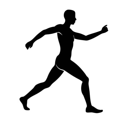 Beyaz arka planda çalışan bir adamın vektör silueti.