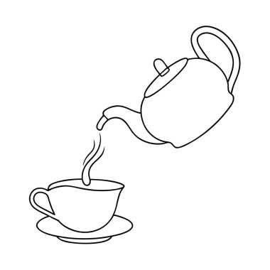 Fincanlı el yapımı çay seti. karalama vektörü.