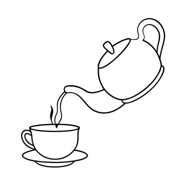 Kahve fincanı çayı sıcak içecek çizgi film vektör çizimi grafik tasarımı