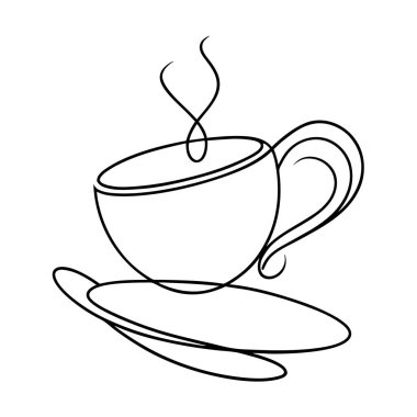 Çay ikonlu kahve fincanı. çizgi stili tasarım. vektör illüstrasyonu