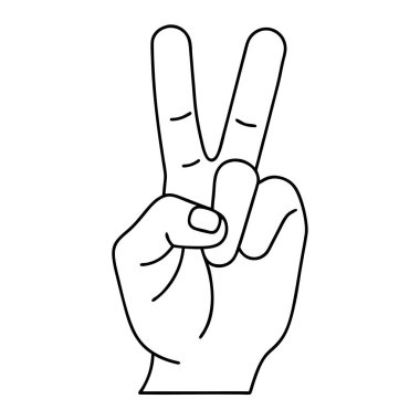 Barış sembolü illüstrasyon tasarımı gösteren parmakları olan eller