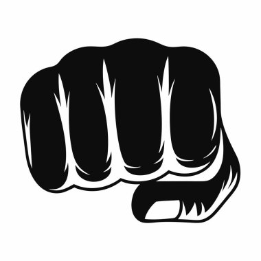 El yumruk ikonu. Gölgeli siyah renk. vektör illüstrasyonu.