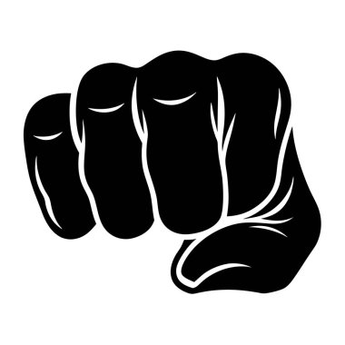 Siyah yumruk ikonu. Beyaz arkaplanda basit biçim vektör illüstrasyonu.