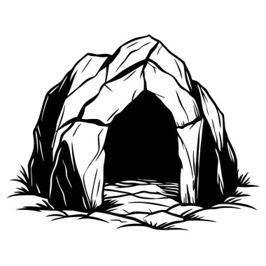 Taşlı siyah vektör taş ev. beyaz üzerine izole.