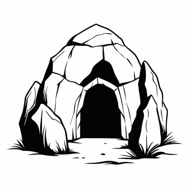 Beyaz arkaplanda taş taş çizimi