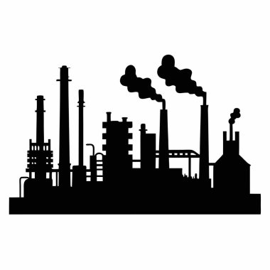 Fabrika vektör simgesi. Siyah vektör simgesi beyaz arkaplan fabrikasında izole edildi.