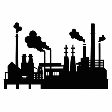 Fabrika beyaz zemin üzerine siluet vektör
