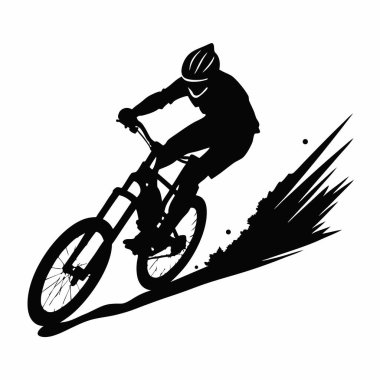 Eylem halindeki bir bisikletçinin vektör silueti.