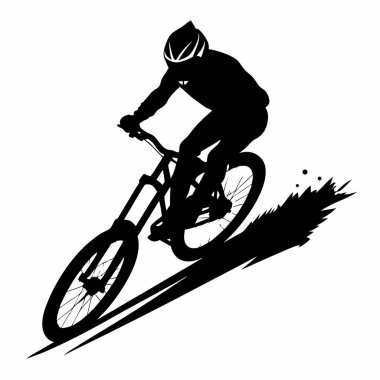 Siyah beyaz BMX binicisinin silueti. vektör illüstrasyonu
