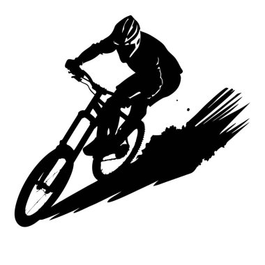 Bir bisikletçi silüeti. Vektör çizim.