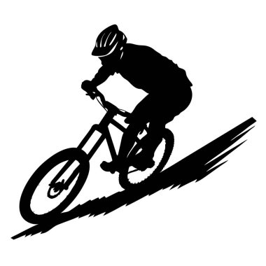 Bisikletli bir kadının vektör silueti.