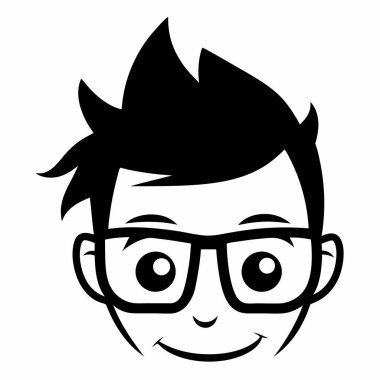 gözlüklü çizgi film adamı, vektör illüstrasyonu