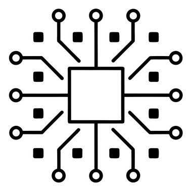 Devre simgesi vektörü. İnce çizgi işareti. izole edilmiş sınır sembolü çizimi