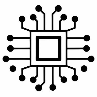 çip işlemci vektör çizgisi simgesi,
